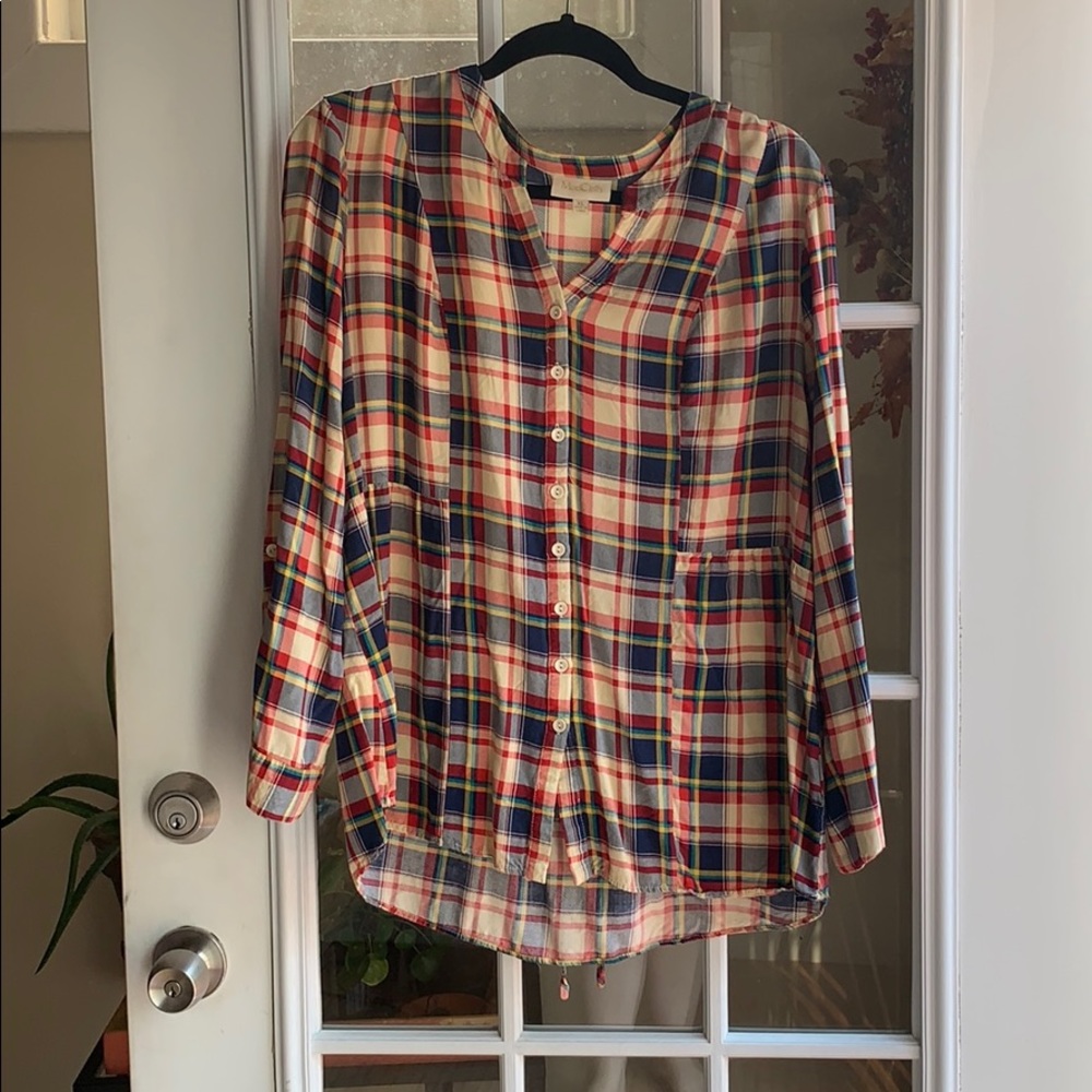 Modcloth Fall Plaid Lightweight Blouse XL